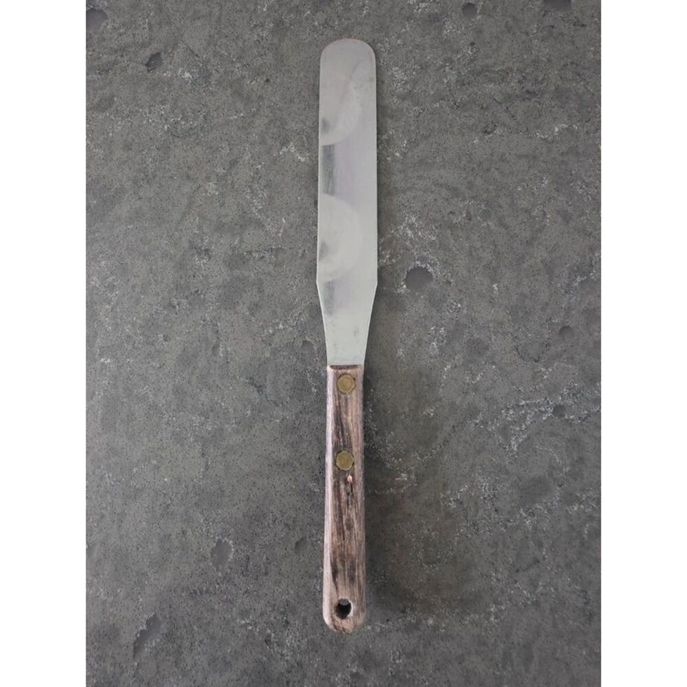 Vintage Utica American Maid Icing Spatula Stainless Steel Wood Handle USA